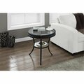 Daphnes Dinnette 20 in. Dia. Hammered Black Accent Table With Tempered Glass DA1622071